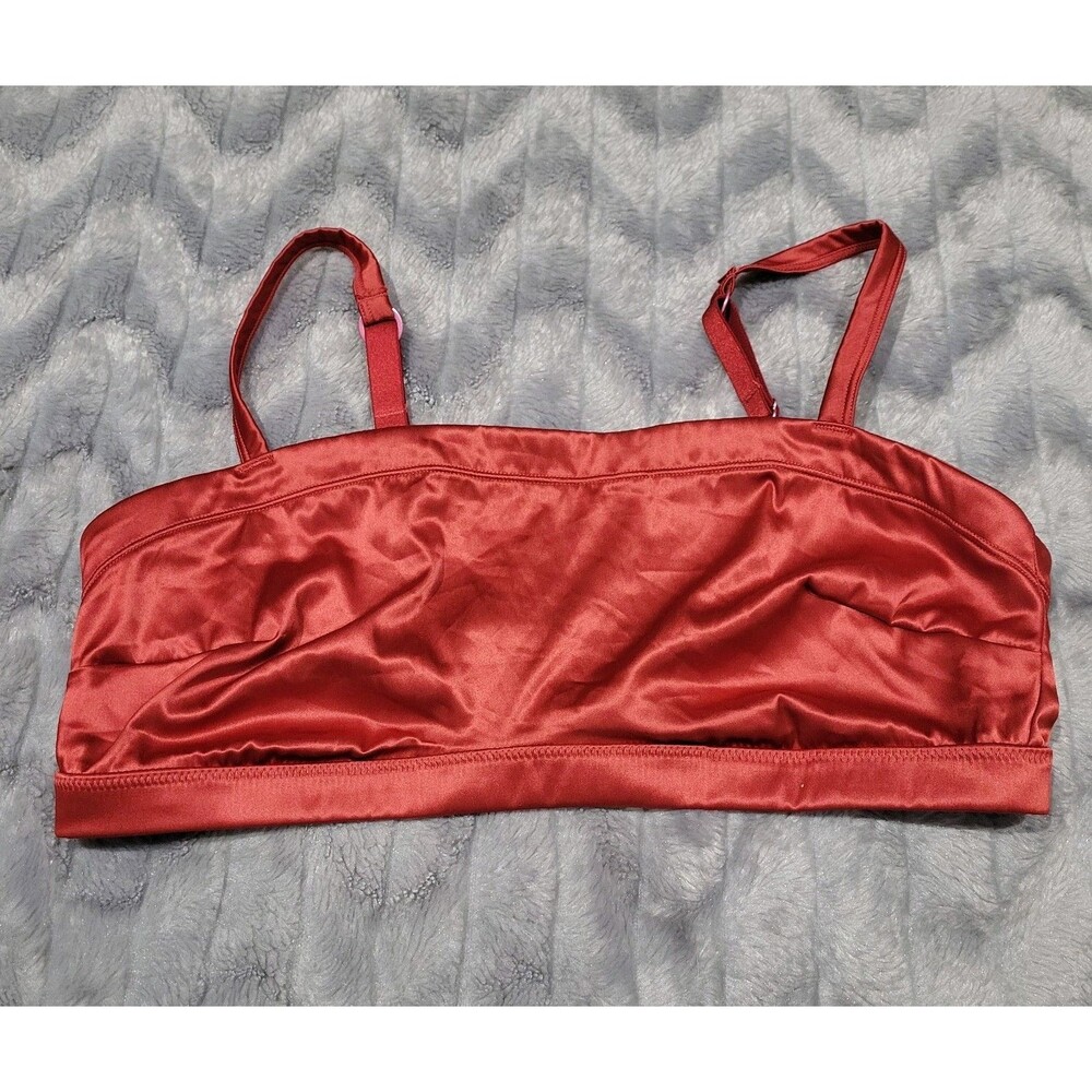 Aerie Womens L Satin Red Wire Free Bralette Bra NWT